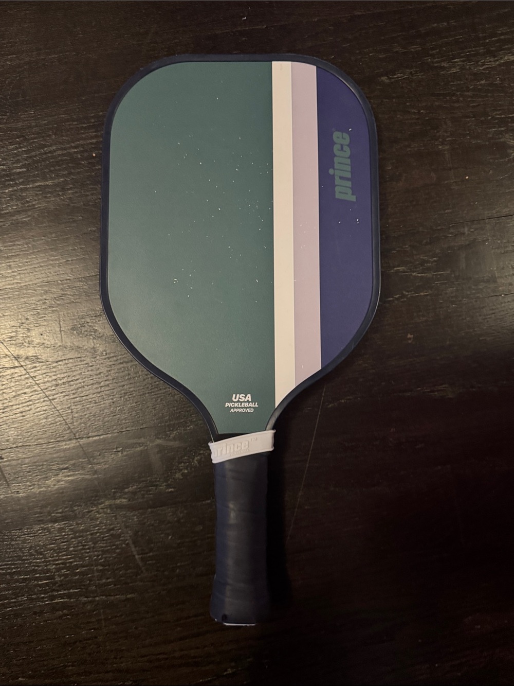 Prince Pickleball Paddle in Teal with Purple and Pink Stripes